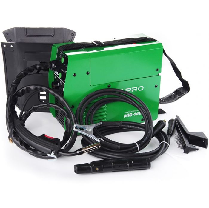 Зварювальний напівавтомат інверторний APRO MIG-140, 20-140А, ел.4мм, пр.0.8-1мм 1кг 3+2.5+2м