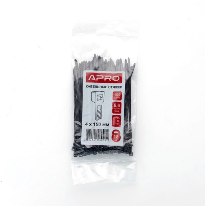 Стяжка кабельна 5*350 чорна (пач 100шт) APRO