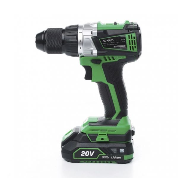 Дриль-шуруповерт безщіточний APRO 20В, 2А, 20DB, 2 АКБ, ЗУ, кейс