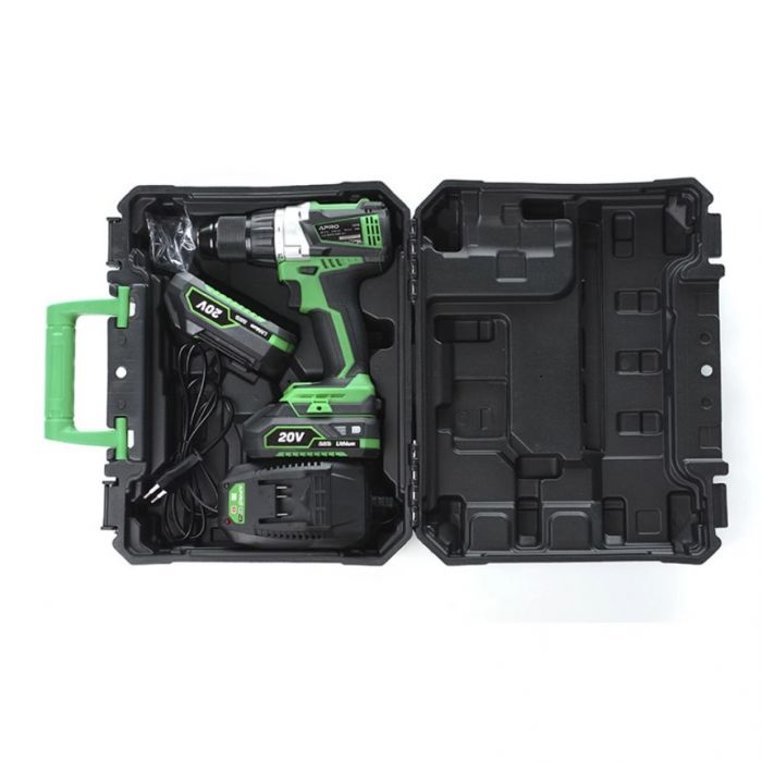 Дриль-шуруповерт безщіточний APRO 20В, 2А, 20DB, 2 АКБ, ЗУ, кейс