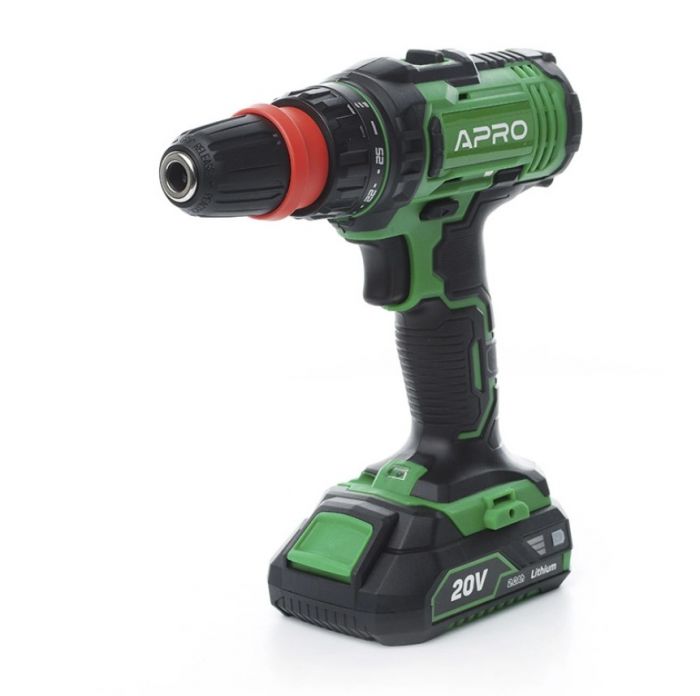 Дриль-шуруповерт, швидкозйом APRO 20В, 2А, 20DC, 2 АКБ, ЗУ, кейс